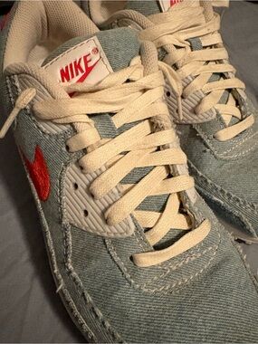 Nike Air Max 90 “washed denim” White Habanero Red DV2120 900 Size 10